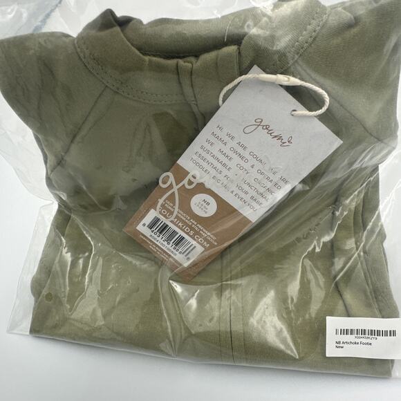 Goumi Kids Baby Footie Size Newborn Sleeper Zippy Jumpsuit Bamboo Artichoke NEW - Picture 5 of 5